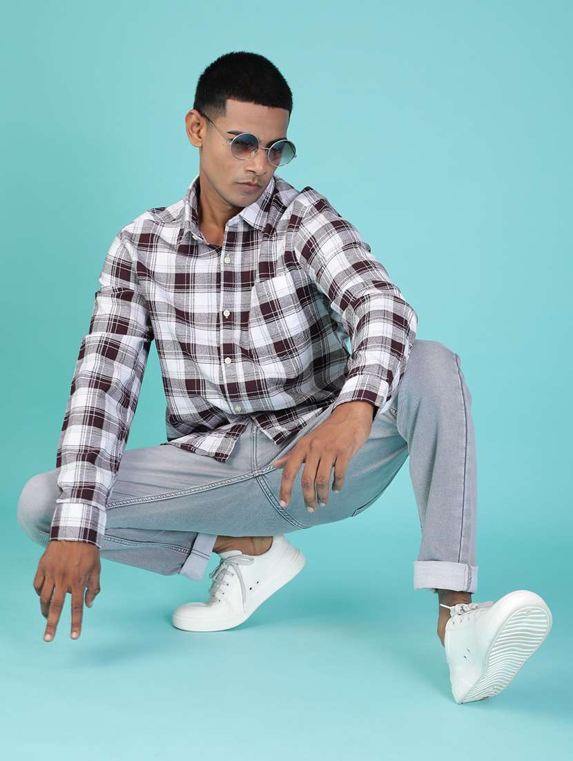 men checkered collared long sleeve casual shirt - 21975849 -  Standard Image - 3