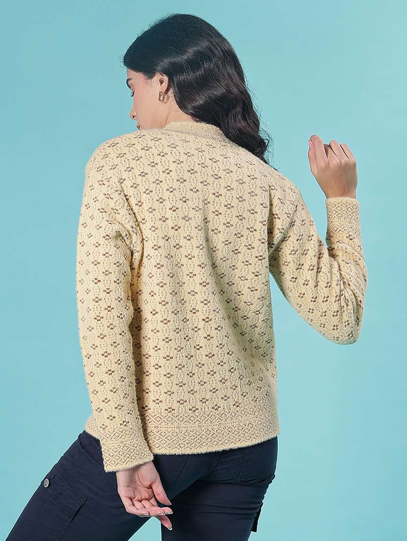 women self design long sleeve cardigan - 21975857 - Standard Image - 3