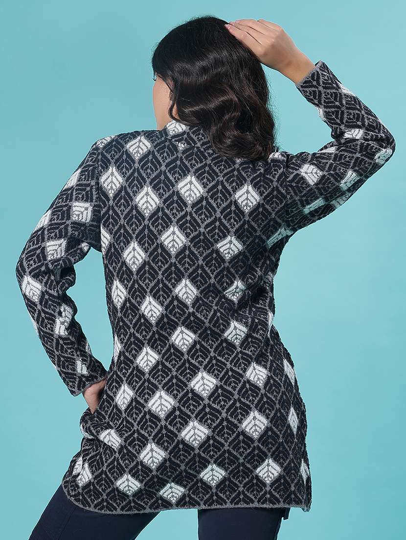 women self design long sleeve cardigan - 21975859 - Standard Image - 3