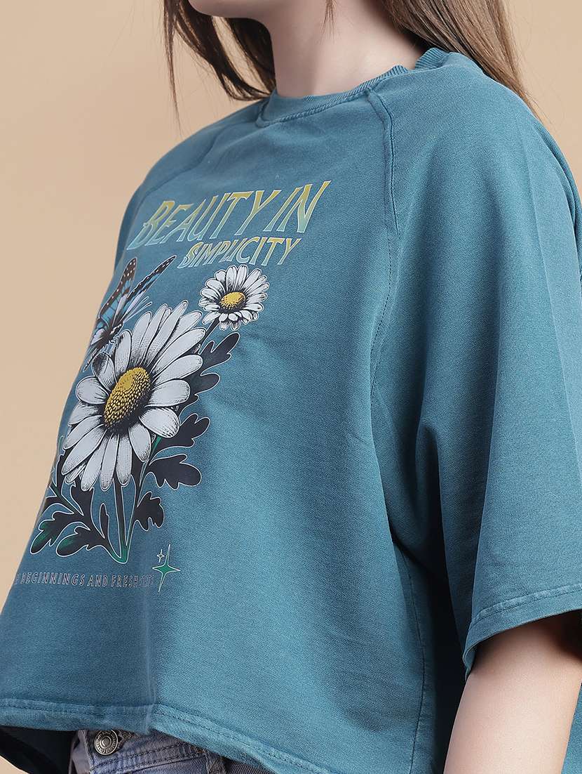 women printed short sleeve boxy t-shirt - 21975896 -  Standard Image - 5