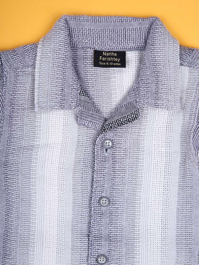 boys striped cuban collared long sleeve shirt - 21975972 -  Standard Image - 3