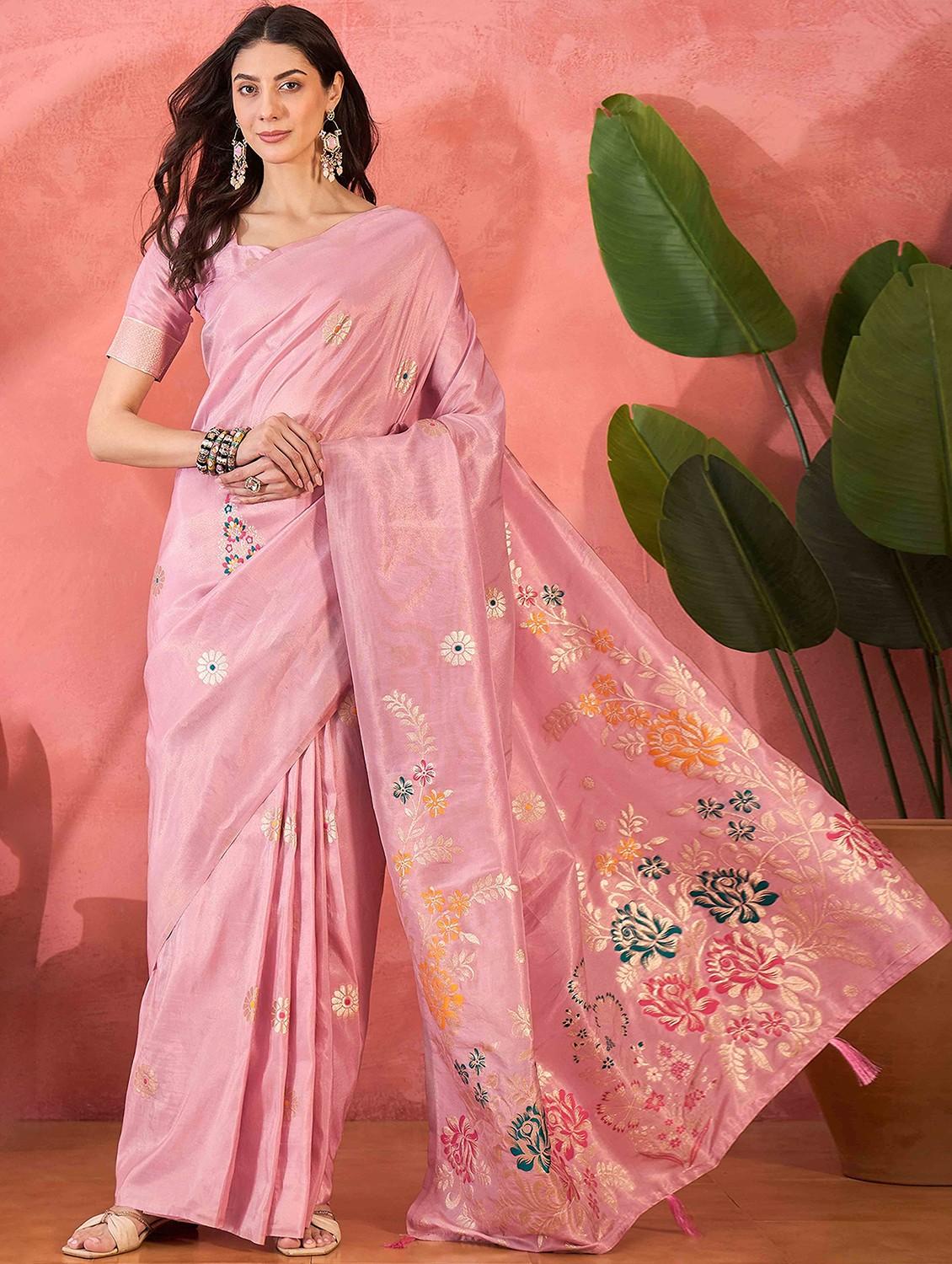 women floral banarasi saree with blouse - 21976104 - Zoom Image - 0