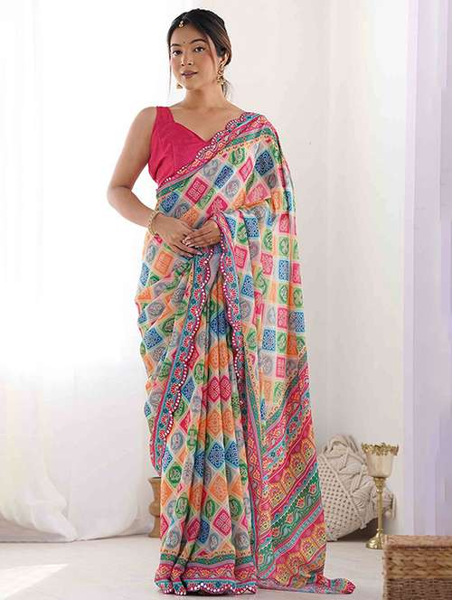 women printed casual wear saree with blouse - 21976143 - Standard Image - 0