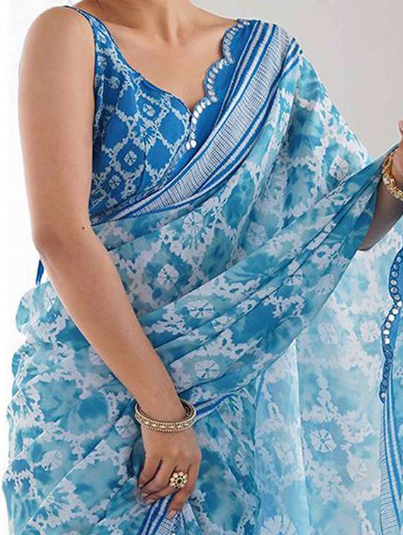 women printed casual wear saree with blouse - 21976147 -  Standard Image - 5