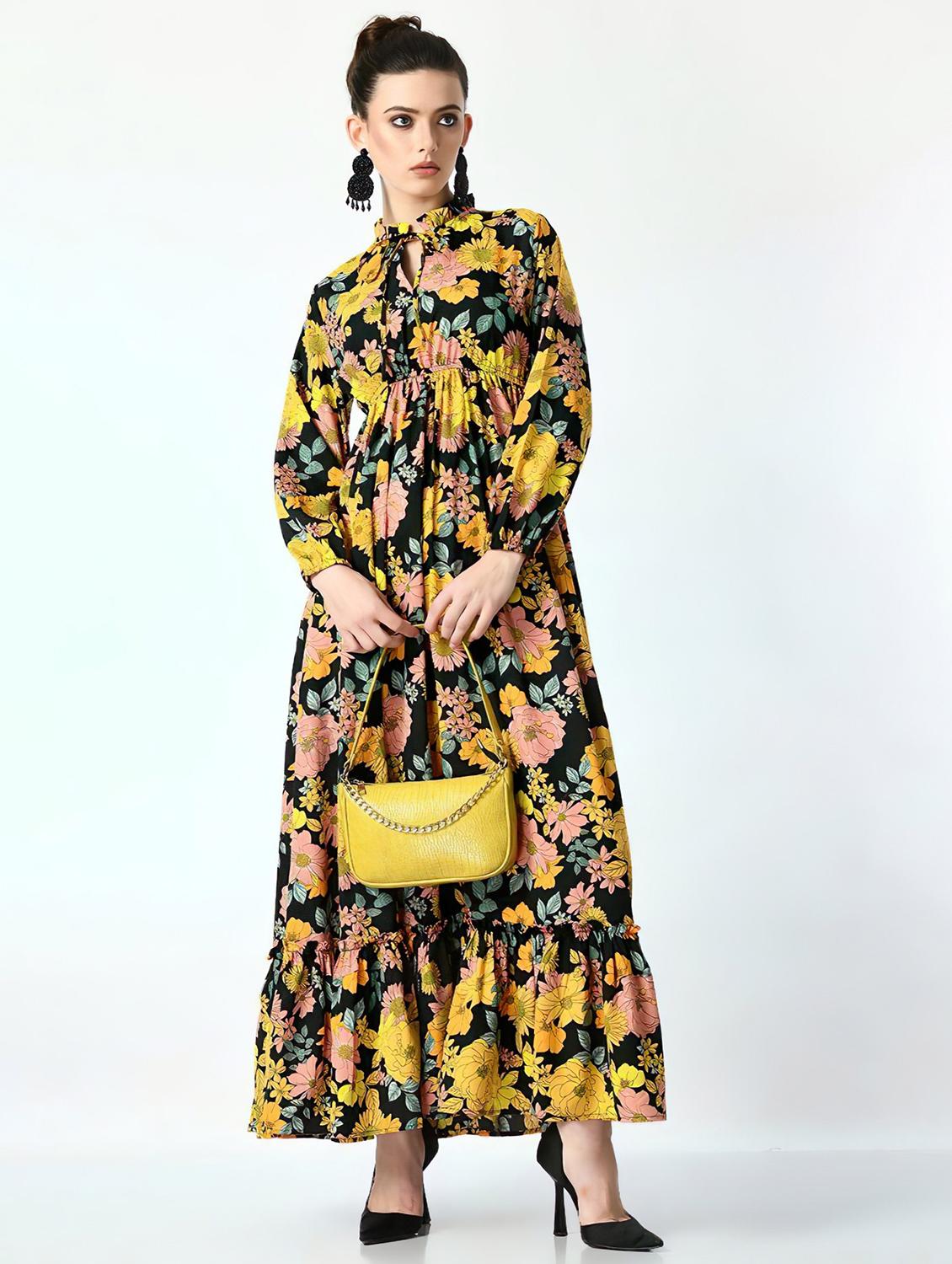 women floral print puff sleeve tiererd maxi dress - 21976153 -  Zoom Image - 0