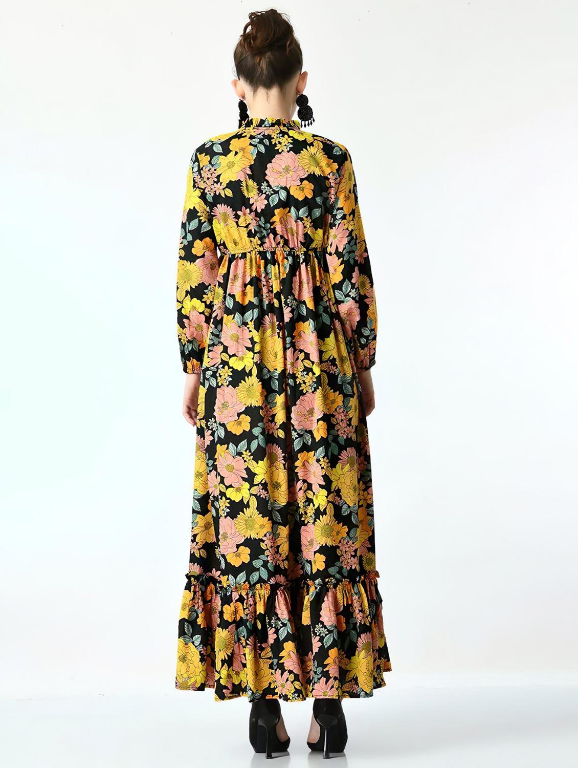 women floral print puff sleeve tiererd maxi dress - 21976153 - Standard Image - 3