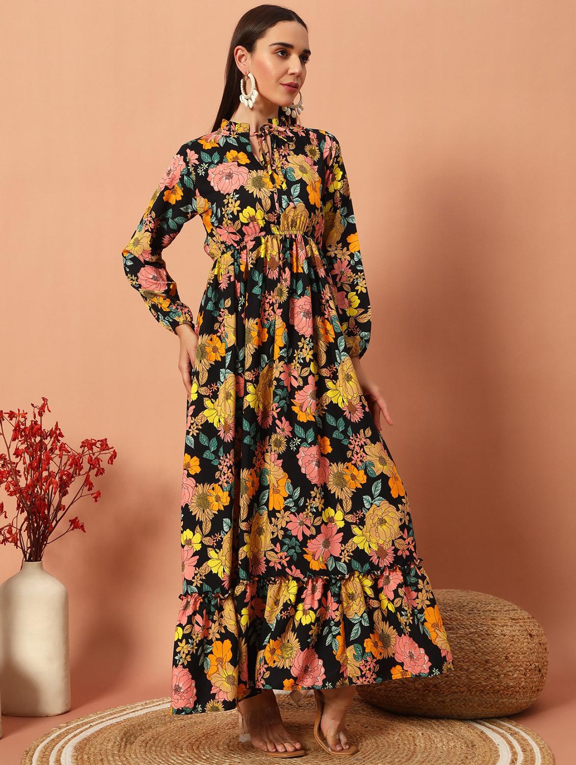 women floral print puff sleeve tiererd maxi dress - 21976162 -  Zoom Image - 0