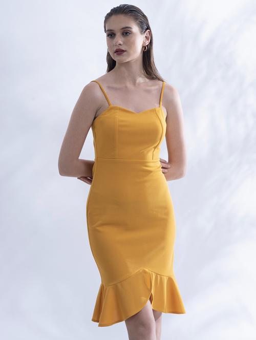 women solid shoulder strap bodycon dress - 21976218 -  Standard Image - 0
