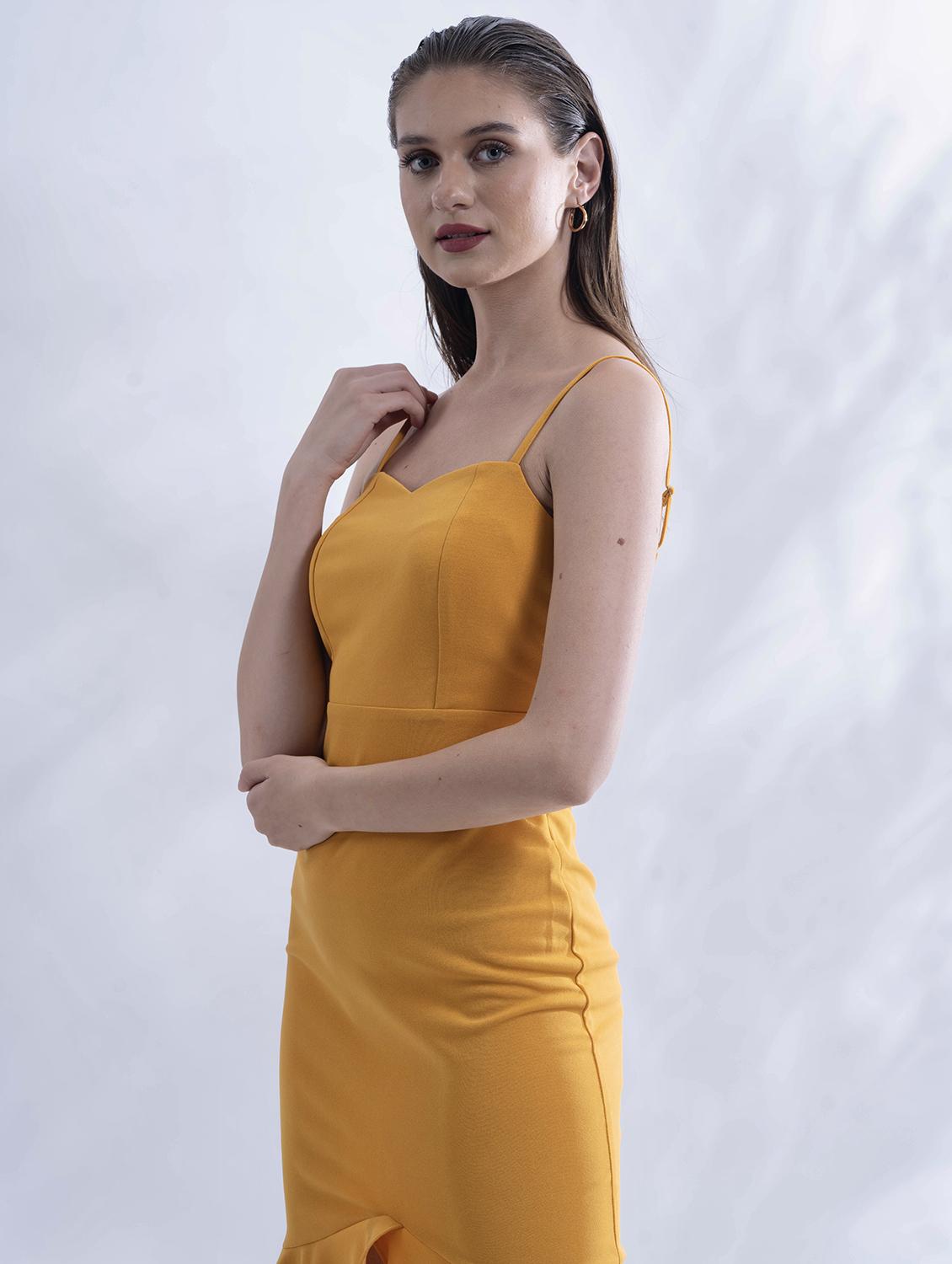 women solid shoulder strap bodycon dress - 21976218 - Standard Image - 5