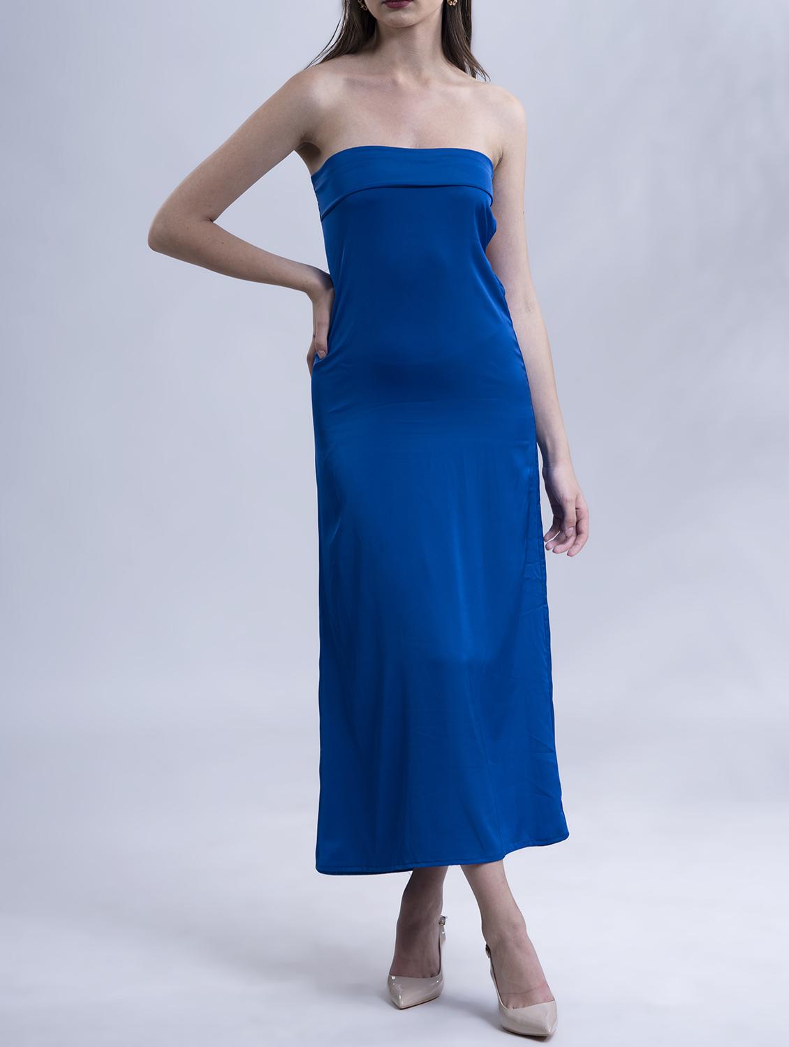 women solid sleeveless tube a-line dress - 21976229 - Standard Image - 3
