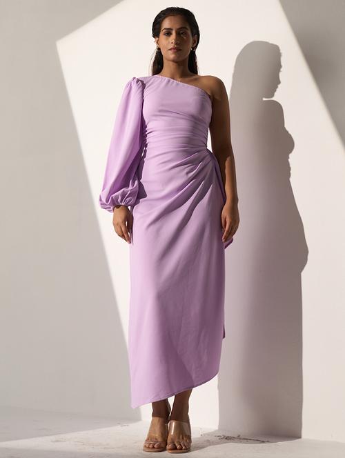 women lavender single shoulder asymmetric dress - 21976248 -  Standard Image - 0