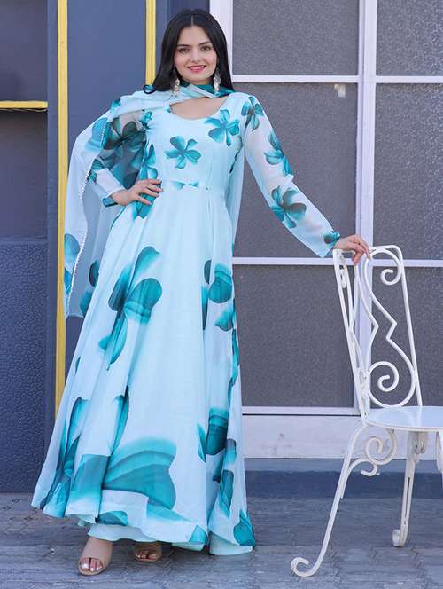 women floral printed long sleeve kurta dupatta set - 21976327 - Standard Image - 0