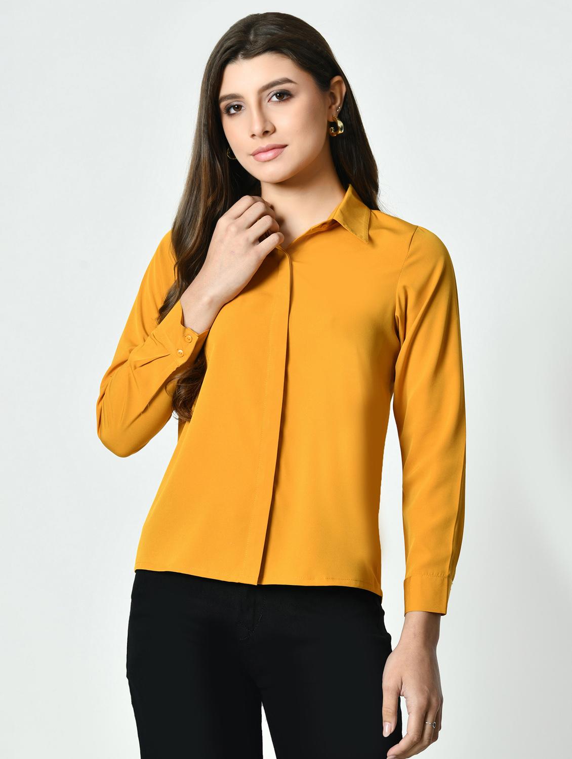 women yellow soldi long sleeve regular shirt - 21976375 - Standard Image - 3