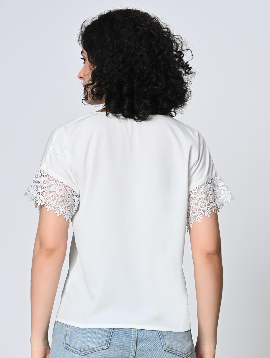 women white soldi lace detailed regular top - 21976378 - Standard Image - 3