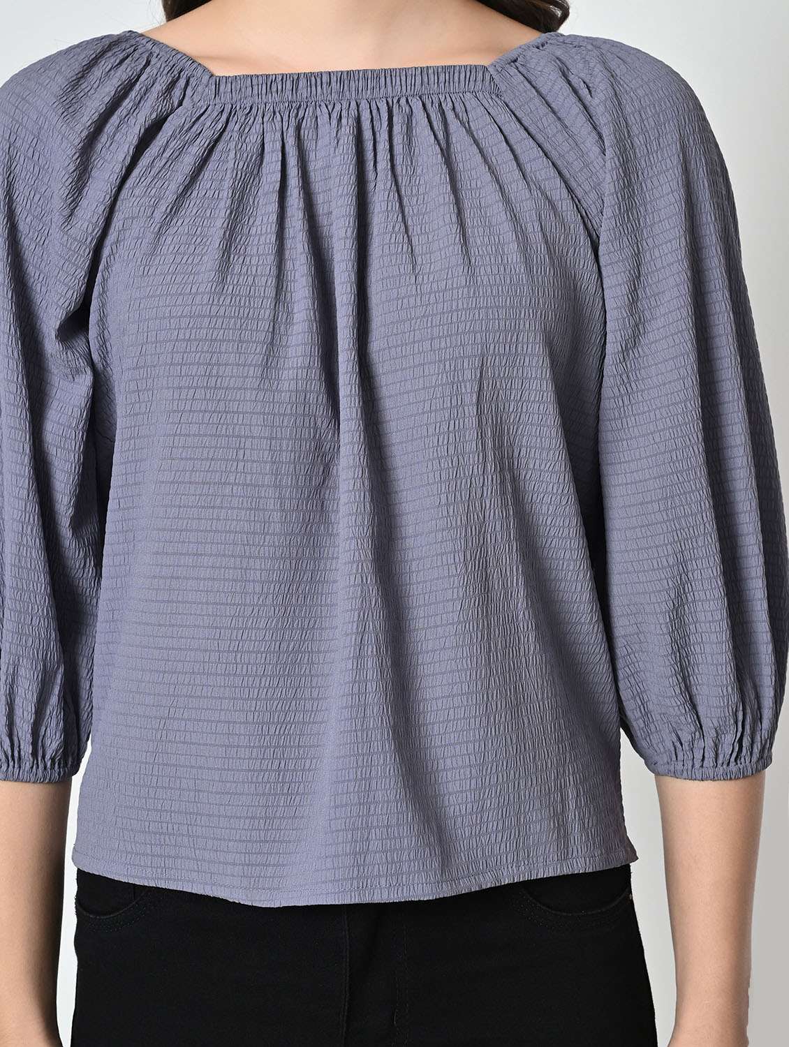 women lavender solid puff sleeve regular top - 21976380 -  Standard Image - 5