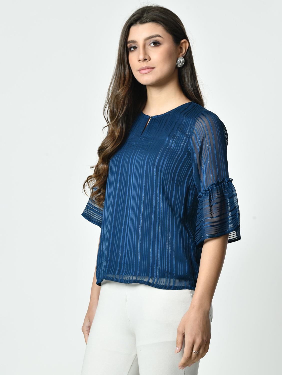 women self designed bell sleeve regular top - 21976384 - Standard Image - 3
