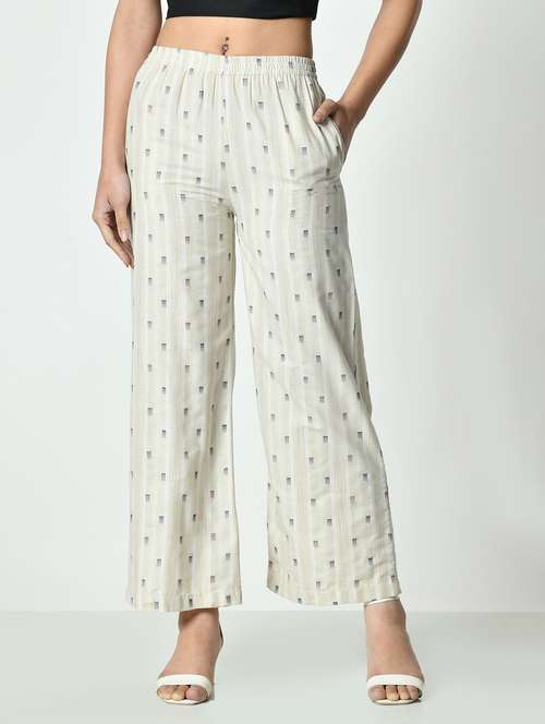 women printed mid rise straight palazzo - 21976386 - Standard Image - 0