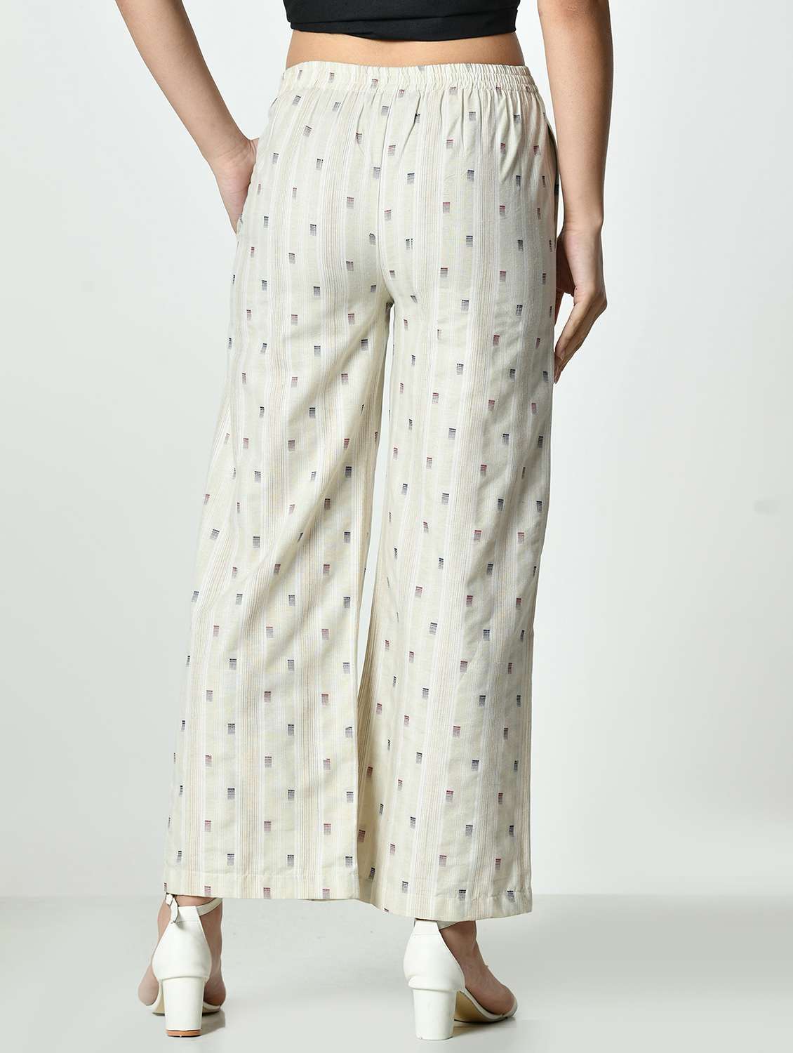 women printed mid rise straight palazzo - 21976386 - Standard Image - 3