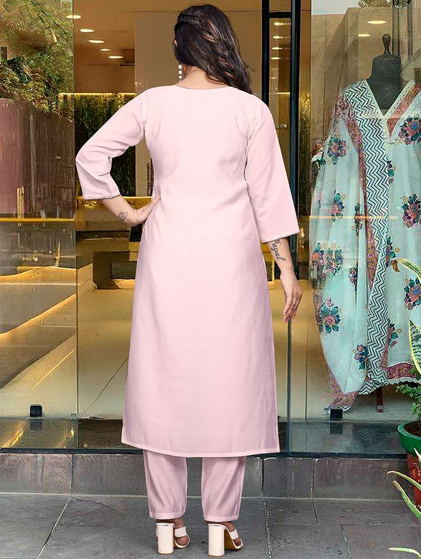 women three quarter sleeve kurta pant with dupatta set - 21976522 - Standard Image - 3