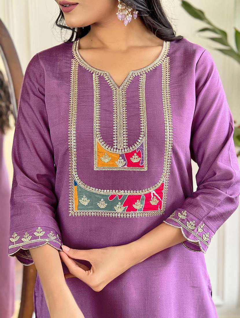 women three quarter sleeve kurta pant with dupatta set - 21976527 - Standard Image - 5