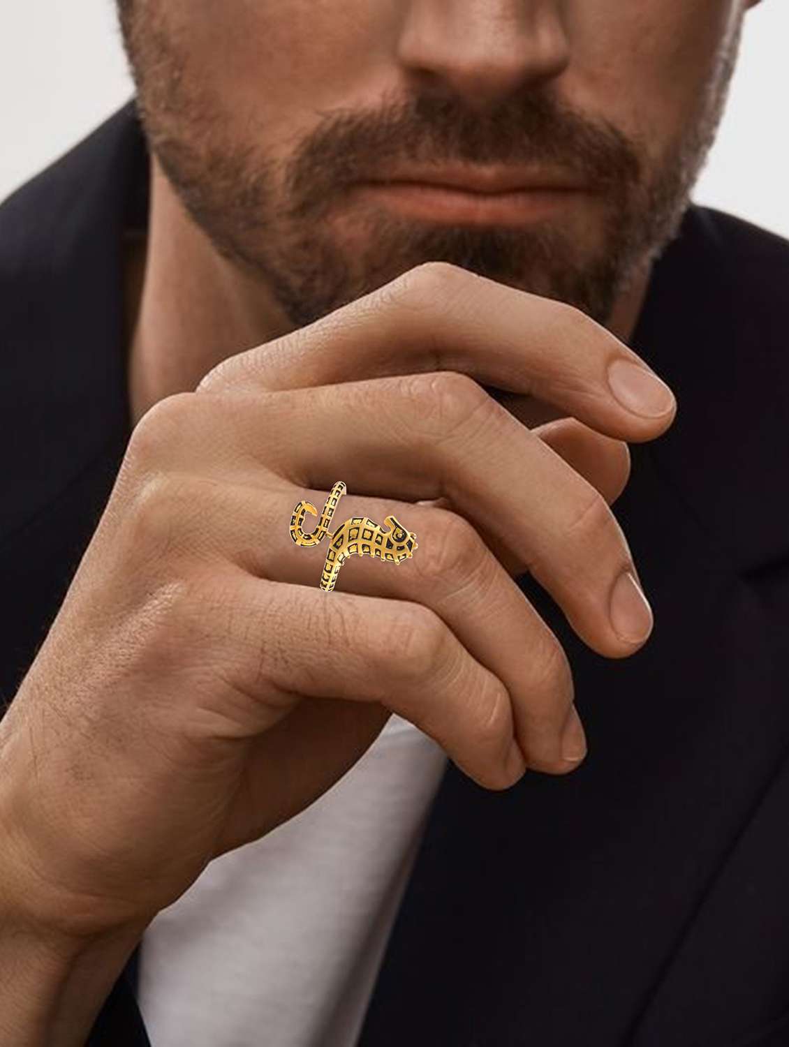 gold plated seahorse patterned statement ring - 21976543 -  Standard Image - 3