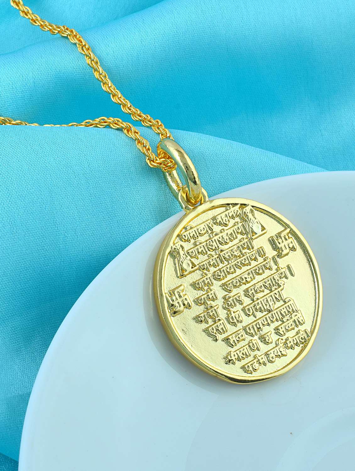 brass silver plated navkar mantra pendant