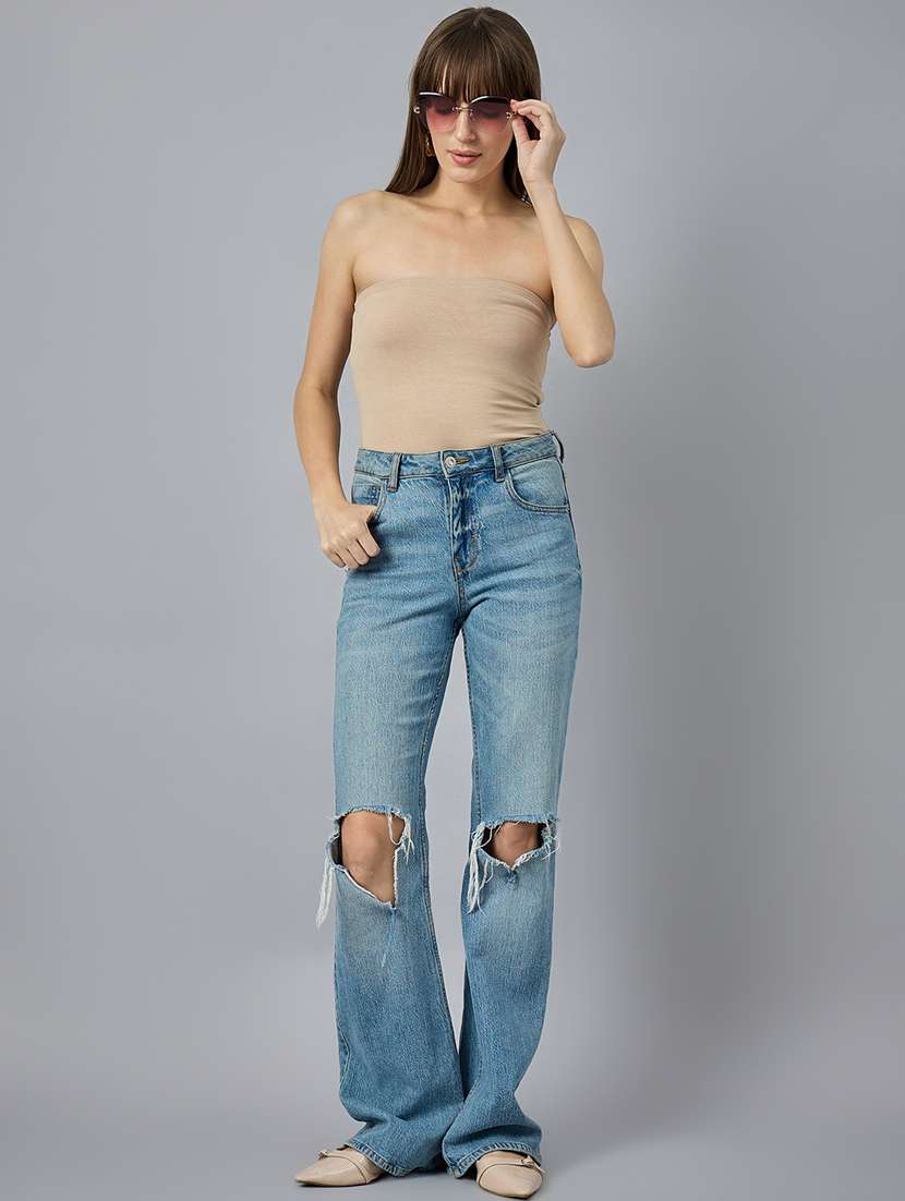 women beige solid crop tube top - 21976566 -  Standard Image - 5