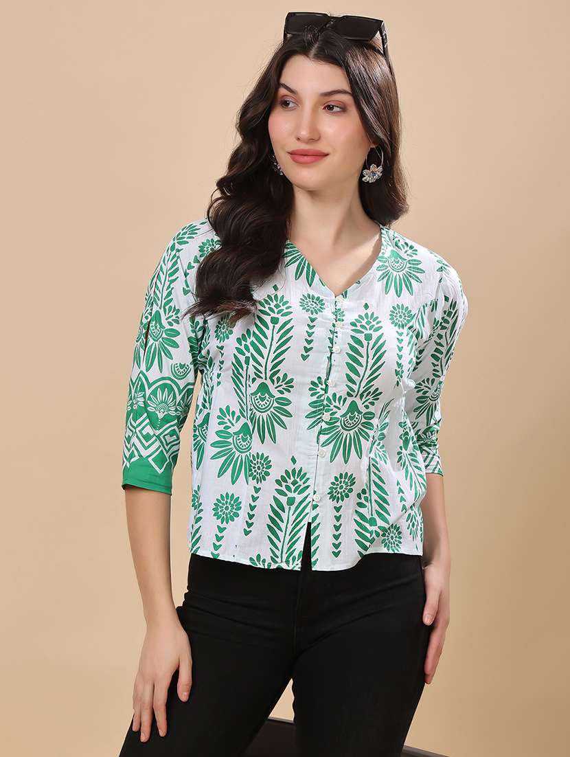 women printed puff sleeve crop top - 21976602 -  Zoom Image - 0