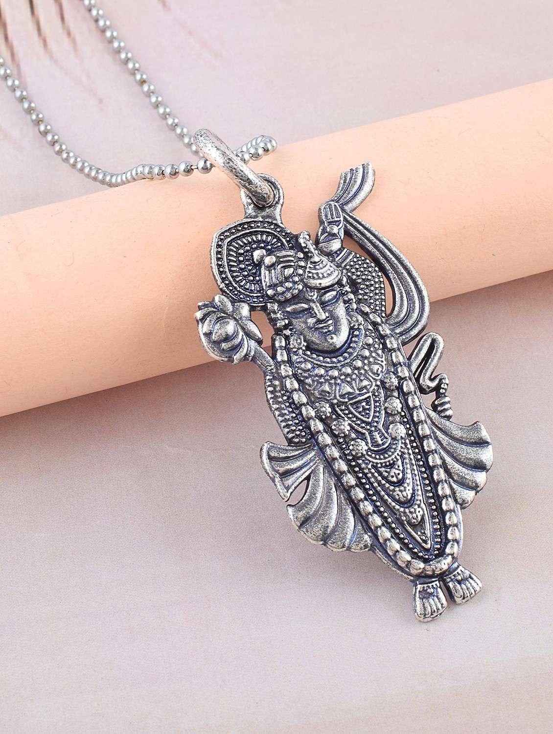 brass antique finish shrinath ji krishna pendant