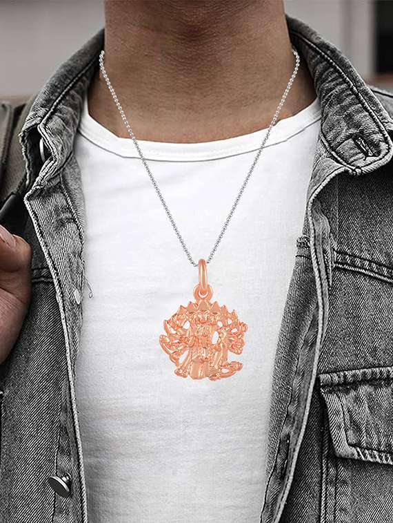 brass pure copper panchmukhi hanuman bajrang bali pendant - 21976627 -  Standard Image - 3