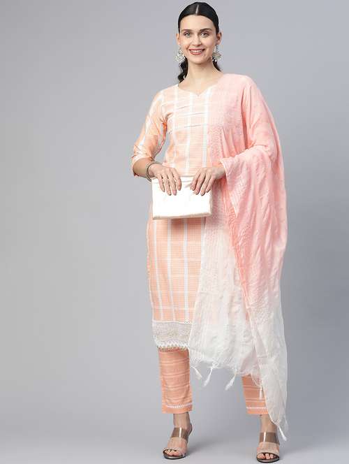 women three quarter sleeve kurta pant with dupatta set - 21976662 -  Standard Image - 0