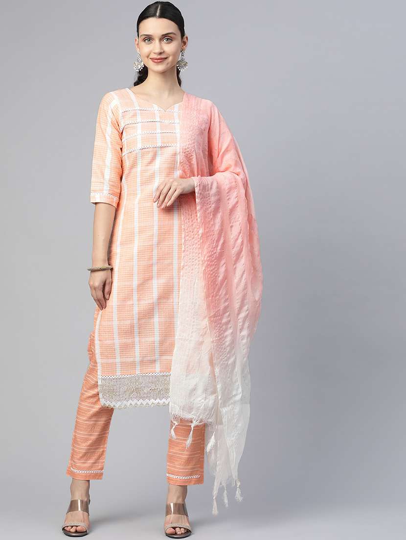 women three quarter sleeve kurta pant with dupatta set - 21976662 -  Standard Image - 3