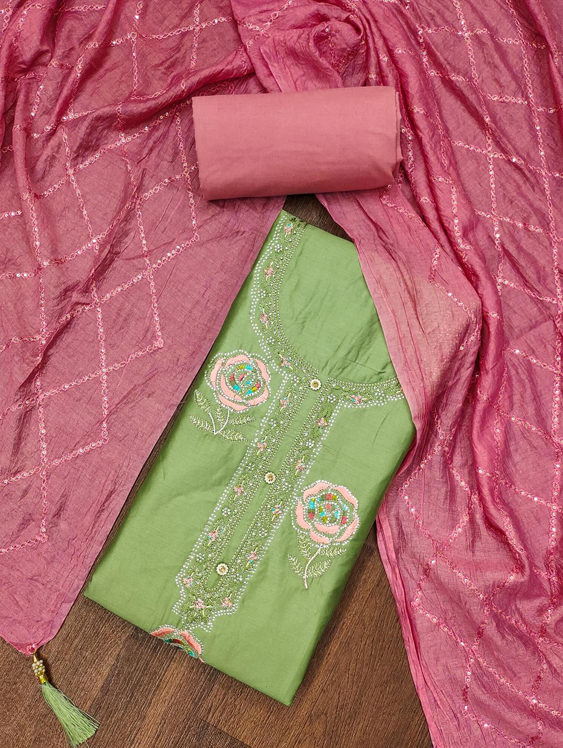 women solid with work embroidered unstitched suit set - 21976677 - Zoom Image - 0