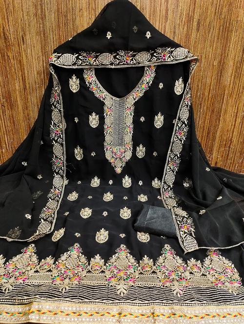 women solid with work embroidered unstitched suit set - 21976692 -  Standard Image - 0