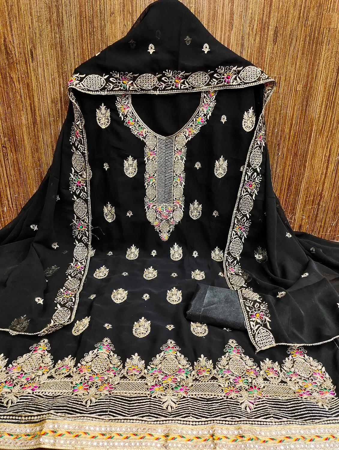 women solid with work embroidered unstitched suit set - 21976692 -  Zoom Image - 0