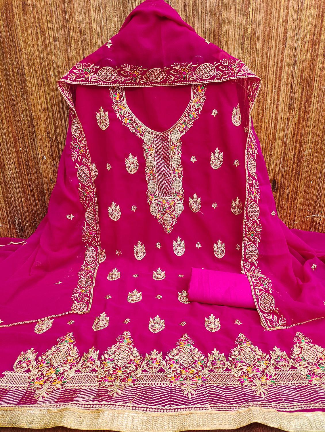 women solid with work embroidered unstitched suit set - 21976699 -  Zoom Image - 0
