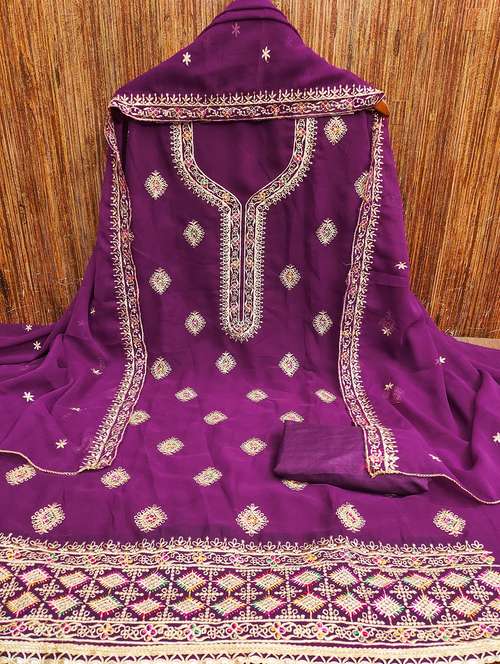 women solid with work embroidered unstitched suit set - 21976784 -  Standard Image - 0