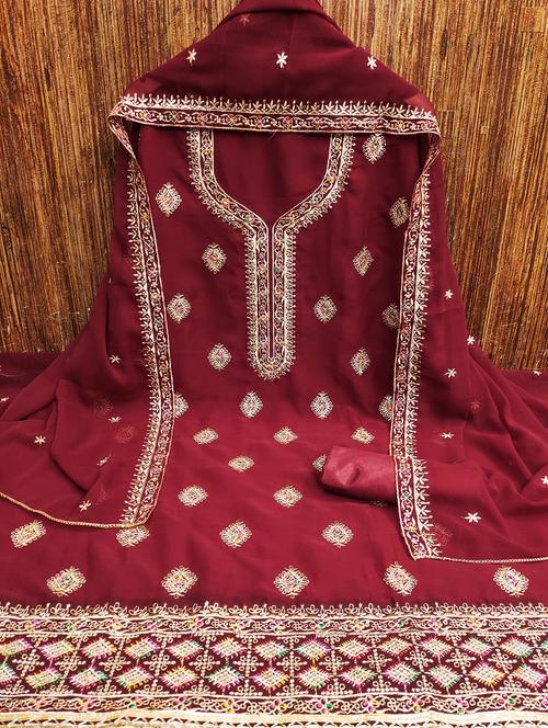 women solid with work embroidered unstitched suit set - 21976785 -  Standard Image - 0