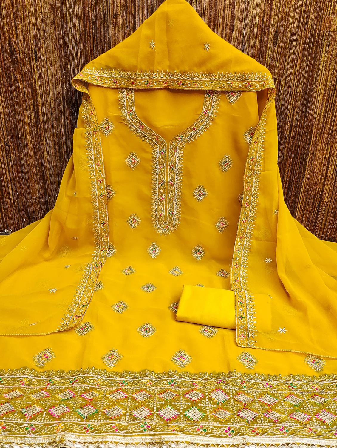 women solid with work embroidered unstitched suit set - 21976786 -  Zoom Image - 0