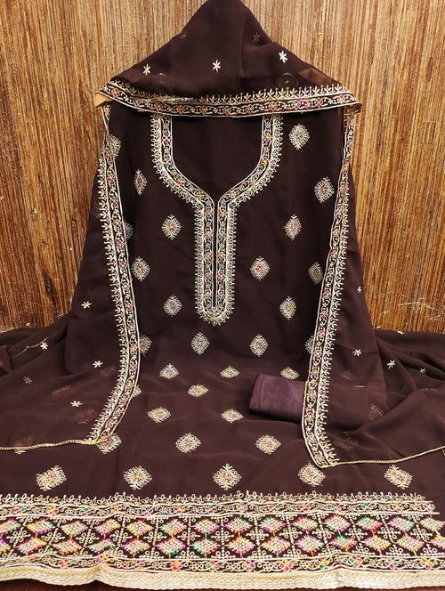 women solid with work embroidered unstitched suit set - 21976789 -  Standard Image - 0