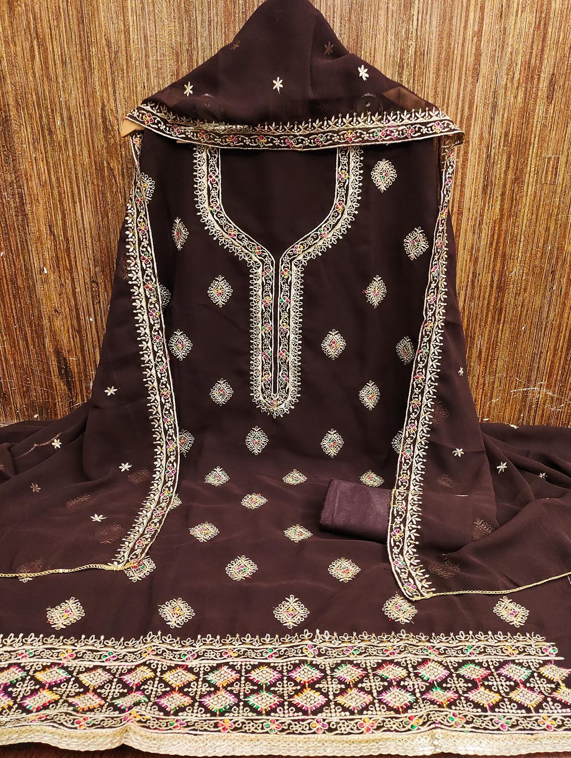 women solid with work embroidered unstitched suit set - 21976789 -  Zoom Image - 0