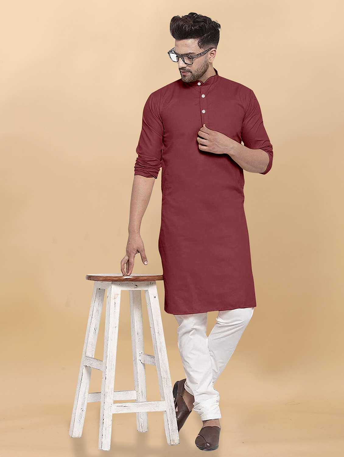 Men Pack Of 2 Solid Mandarin Neck Long Kurta - 21976814 -  Standard Image - 3