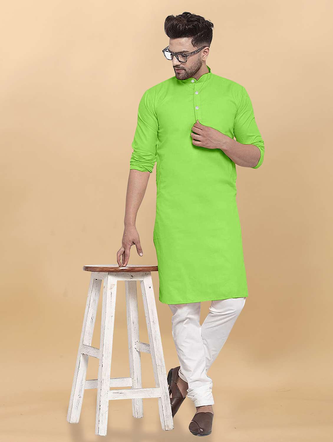 men pack of 2 solid mandarin neck long kurta - 21976863 -  Standard Image - 3