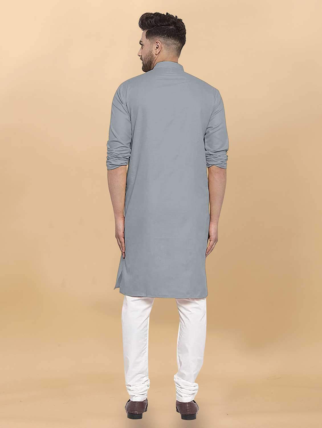 men pack of 2 solid mandarin neck long kurta - 21976889 -  Standard Image - 3