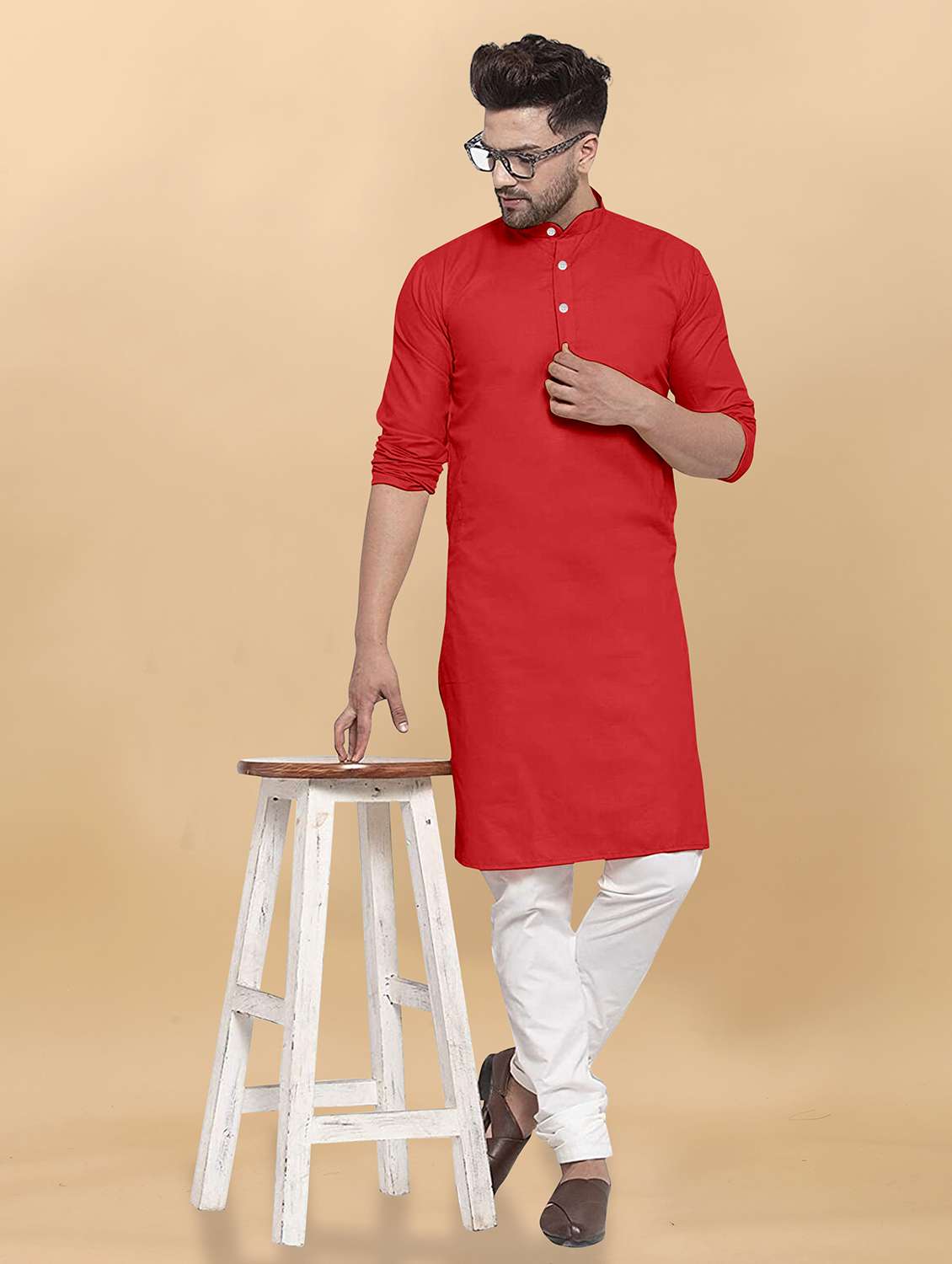 men pack of 2 solid mandarin neck long kurta - 21976898 -  Standard Image - 3
