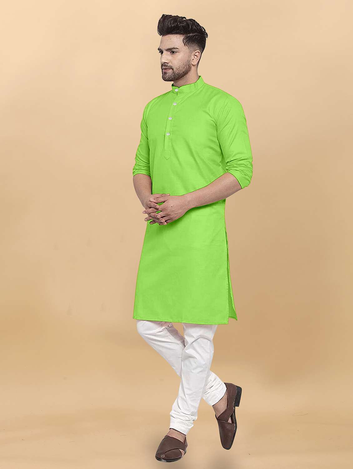 men pack of 2 solid mandarin neck long kurta - 21976920 -  Standard Image - 3