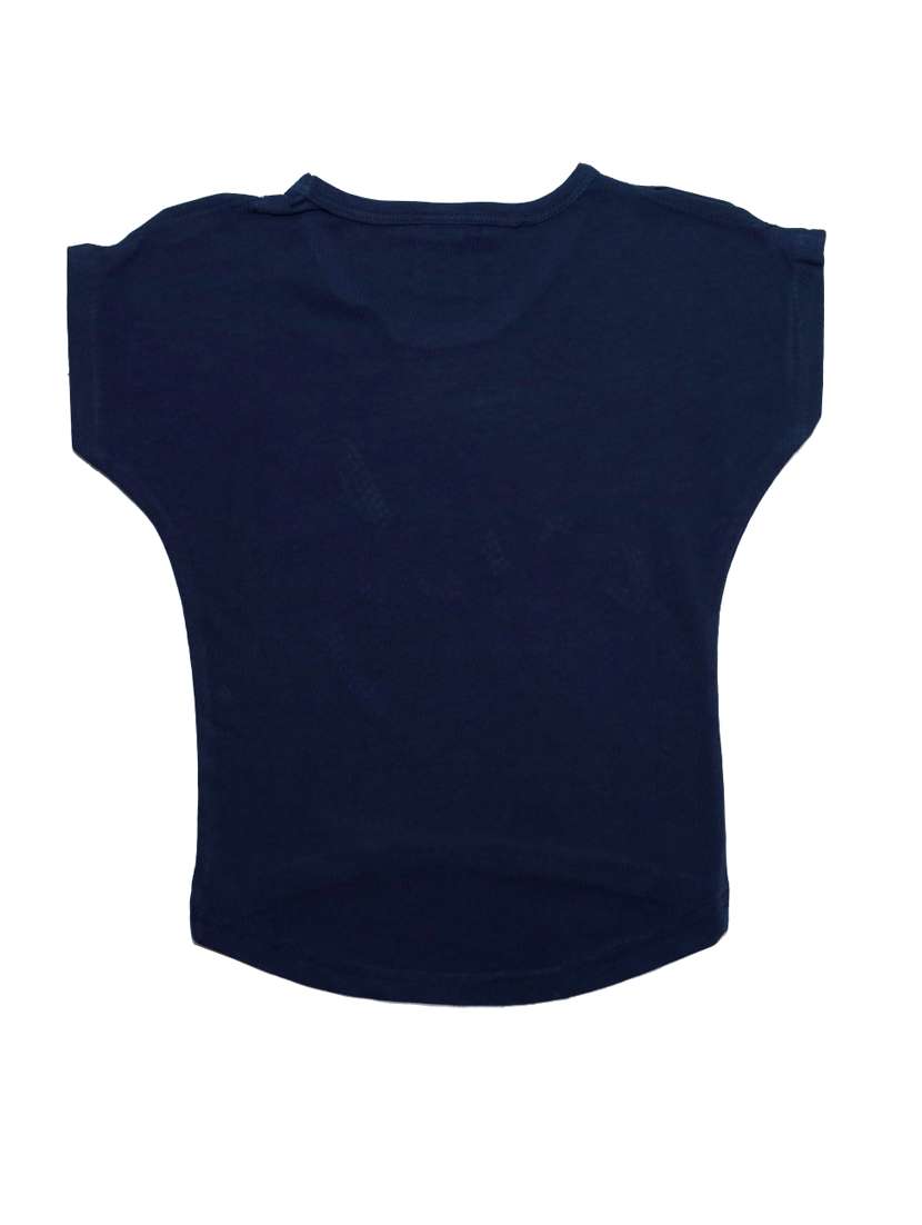girls navy blue printed short sleeve crop tee - 21976930 -  Standard Image - 3