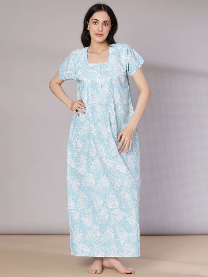 women printed short sleeve nighty