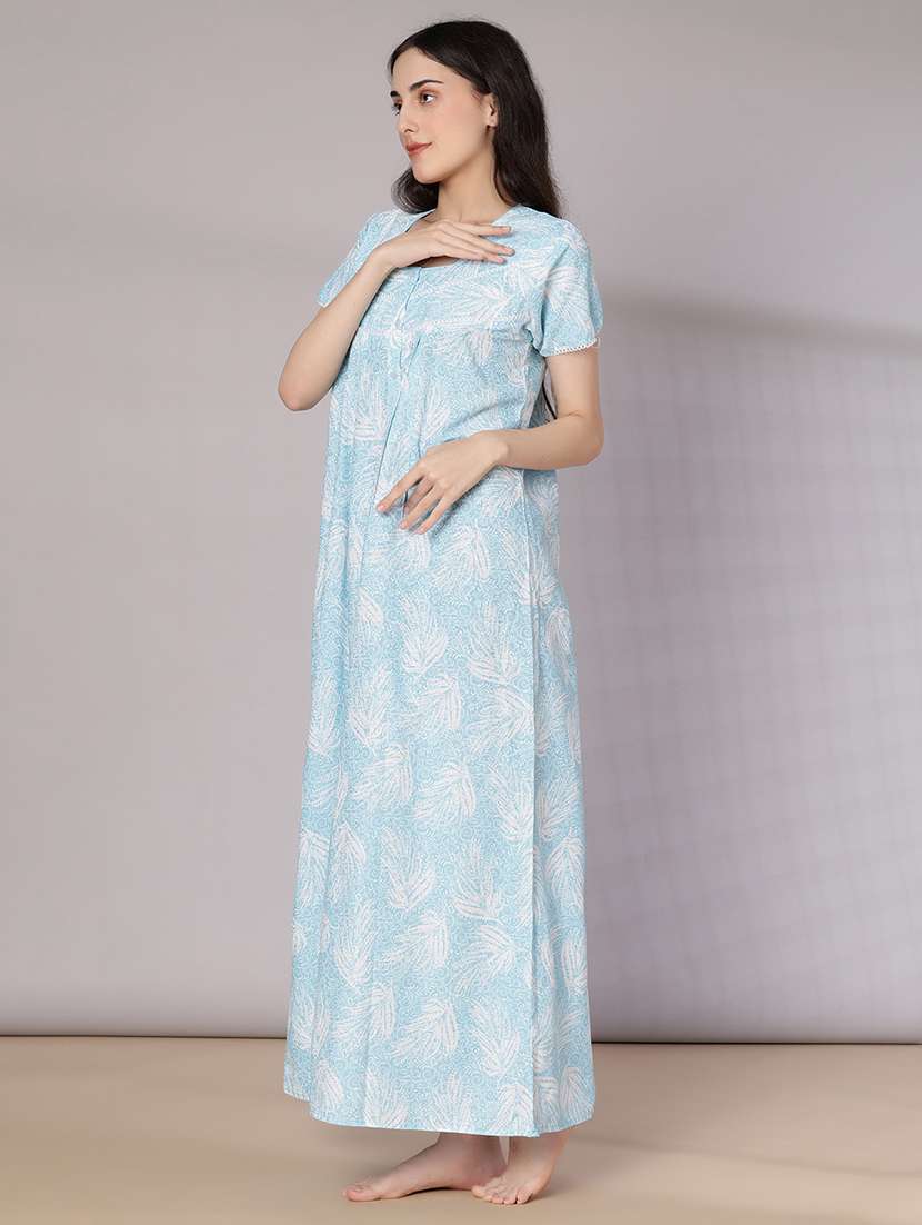 women printed short sleeve nighty - 21977005 -  Standard Image - 3