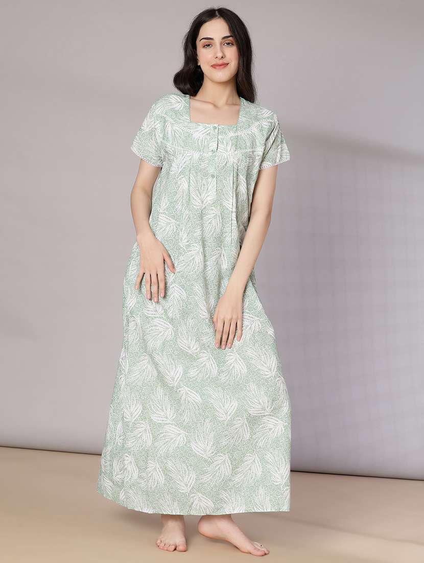 women printed short sleeve nighty